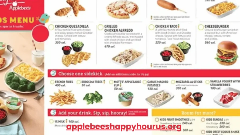 applebee's kids menu