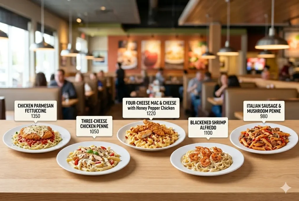 all pasta menu with calories